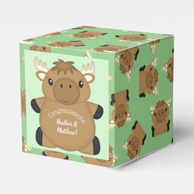 Moose Baby Shower Favor Boxes (Front Side)