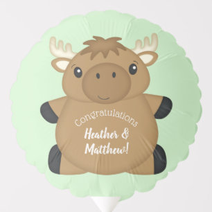 Moose Baby Shower Green Balloon