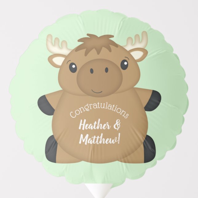 Moose Baby Shower Green Balloon (Front)