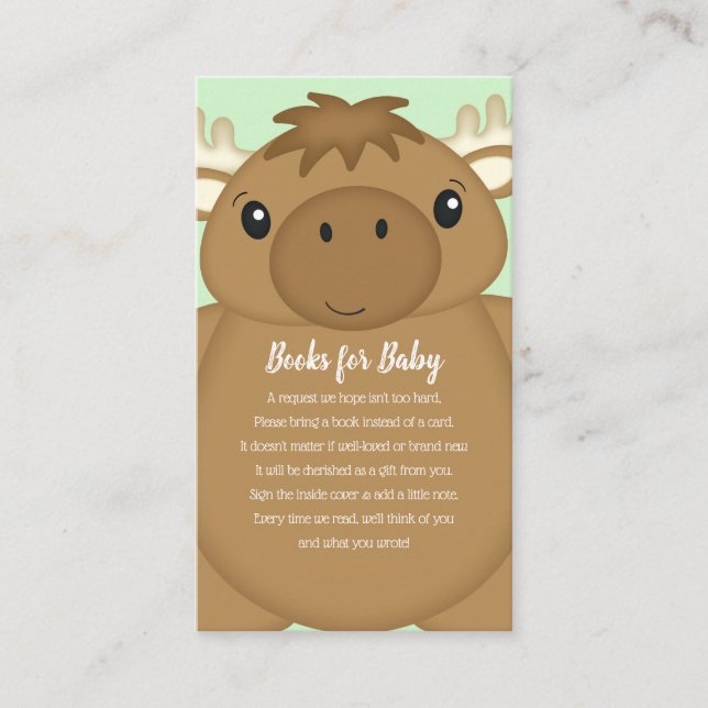 Moose Baby Shower Green Enclosure Card (Front)