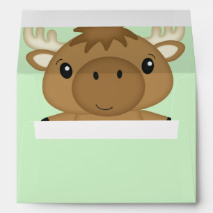 Moose Baby Shower Green Envelope