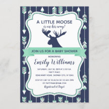 Moose baby shower invitation for boys