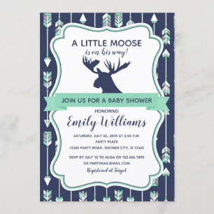 Moose baby shower invitation for boys