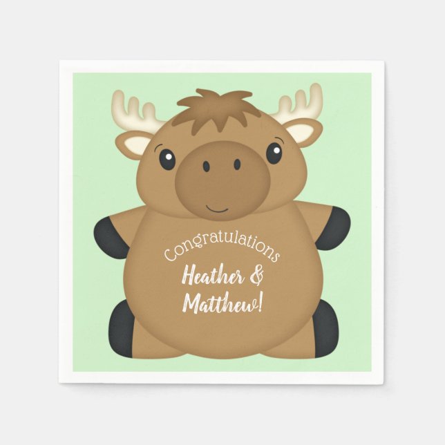 Moose Baby Shower Napkins (Front)