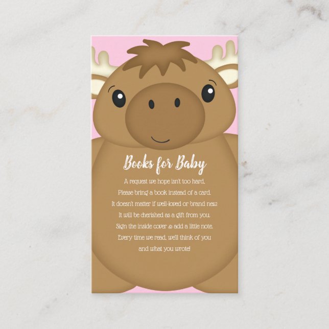 Moose Baby Shower Pink Enclosure Card (Front)