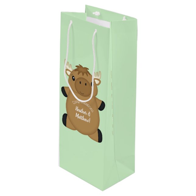 Moose Baby Shower Wine Gift Bag (Front Angled)