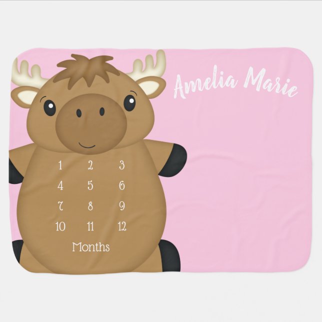 Moose Baby Shower Woodland Baby Blanket (Horizontal)