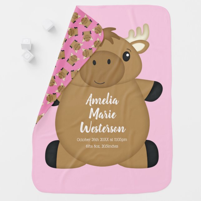 Moose Baby Shower Woodland Blanket (In Situ)