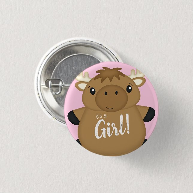 Moose Baby Shower Woodland Button (Front & Back)