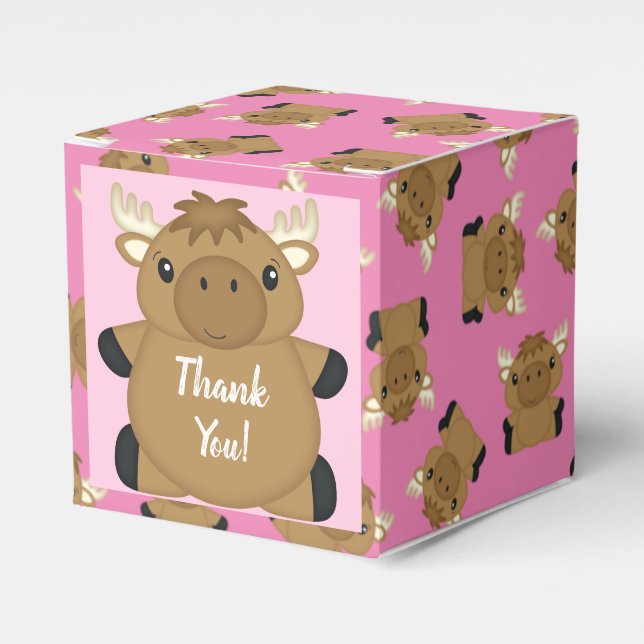 Moose Baby Shower Woodland Favor Boxes (Front Side)