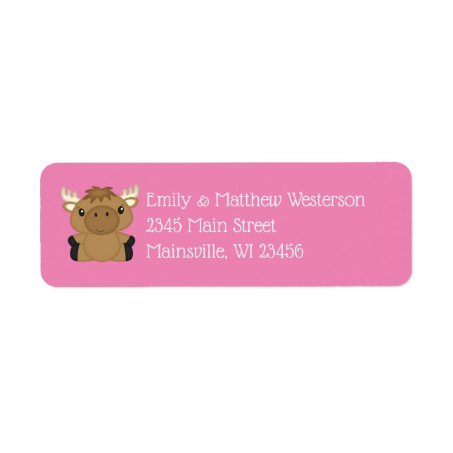 Moose Baby Shower Woodland Label (Front)