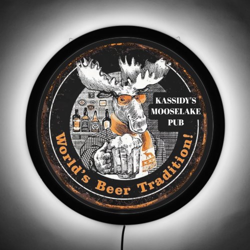 Moose Beer Pub LED Sign