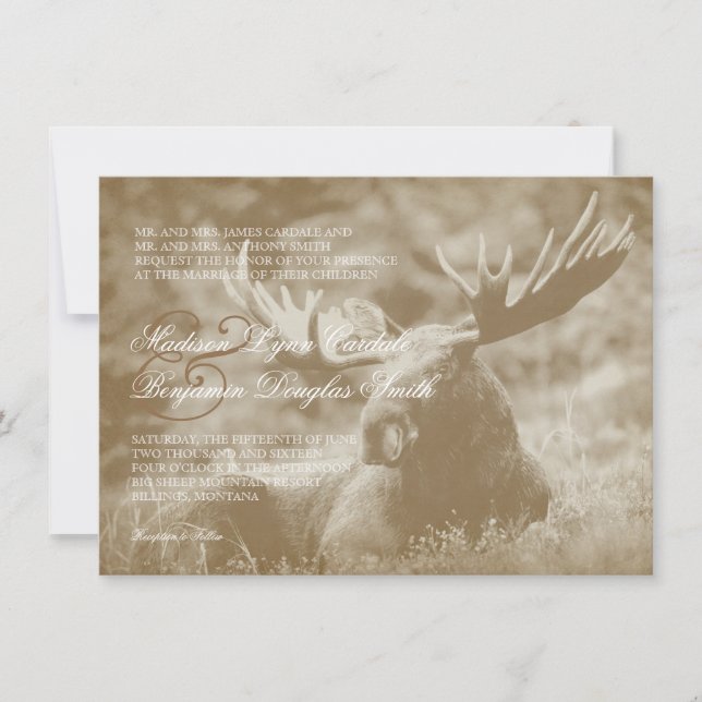 Moose Big Game Wildlife Antlers Wedding Invitation (Front)