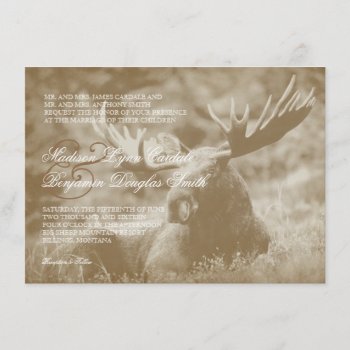Moose Big Game Wildlife Antlers Wedding Invitation by CustomWeddingSets at Zazzle