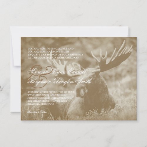 Moose Big Game Wildlife Antlers Wedding Invitation