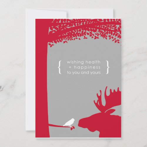 Moose  Bird _ Flat Holiday Card