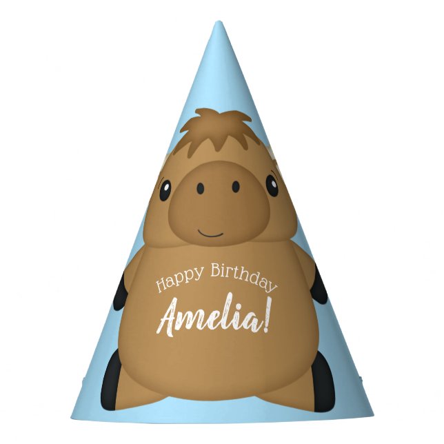 Moose Birthday Party Blue Party Hat (Front)