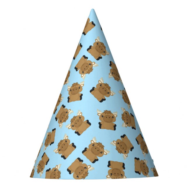 Moose Birthday Party Blue Party Hat (Front)