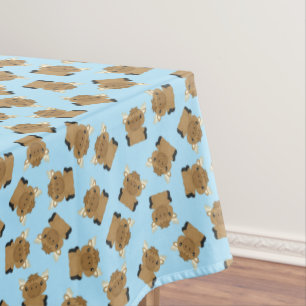 Moose Birthday Party Blue Tablecloth
