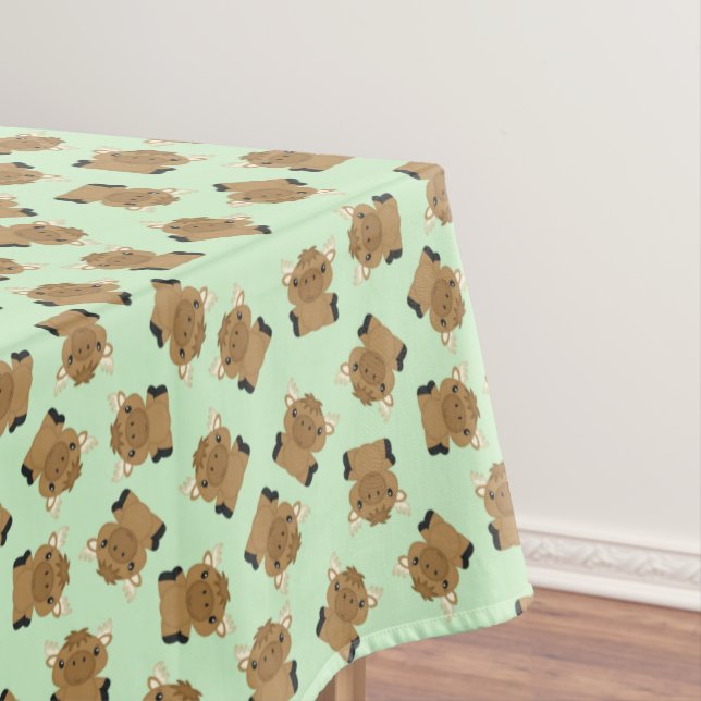 Moose Birthday Party Green Tablecloth (In Situ)