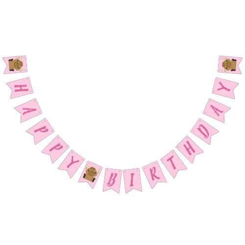 Moose Birthday Party Pink Bunting Flags