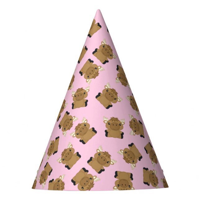 Moose Birthday Party Pink Party Hat (Front)