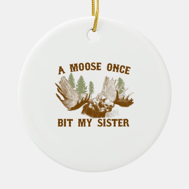 Moose Bite Ceramic Ornament (Front)
