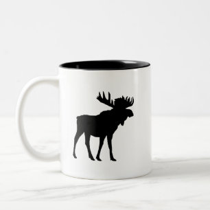 Moose Black Silhouette Mountain Living Two-Tone Coffee Mug