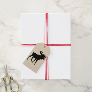 Moose Black Silhouette Wilderness Gift Tag