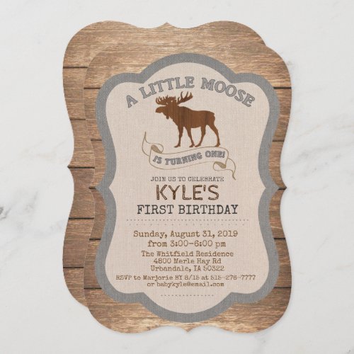 Moose Boy 1st Birthday Invitation
