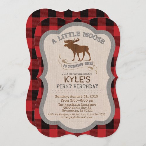 Moose Boy 1st Birthday Invitation