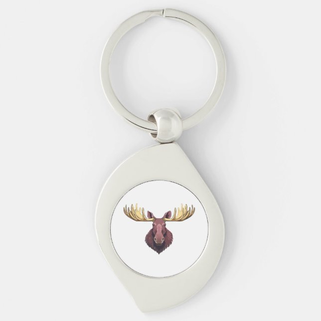 Moose buck head keychain (Front)