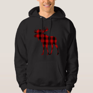 Moose Buffalo Red Plaid Hoodie