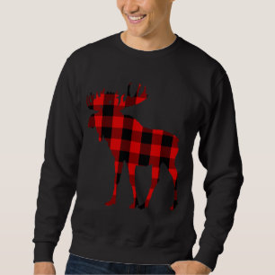 Moose Buffalo Red Plaid Sweatshirt