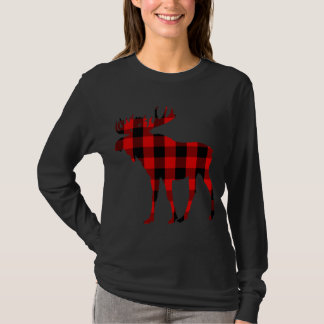 Moose Buffalo Red Plaid T-Shirt