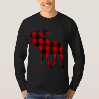 Moose Buffalo Red Plaid T-Shirt