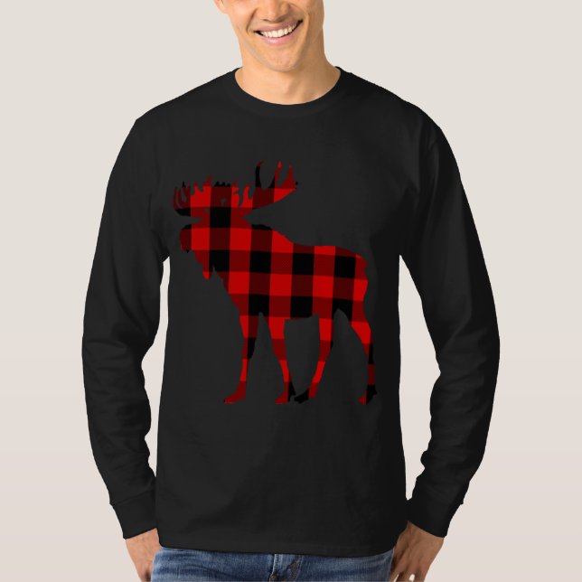 Moose Buffalo Red Plaid T-Shirt (Front)