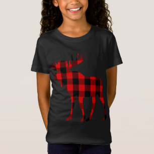 Moose Buffalo Red Plaid T-Shirt
