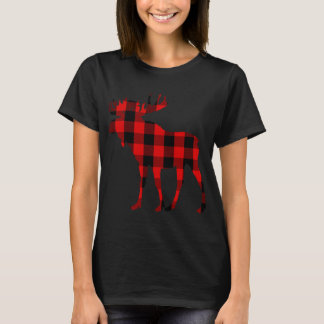 Moose Buffalo Red Plaid T-Shirt