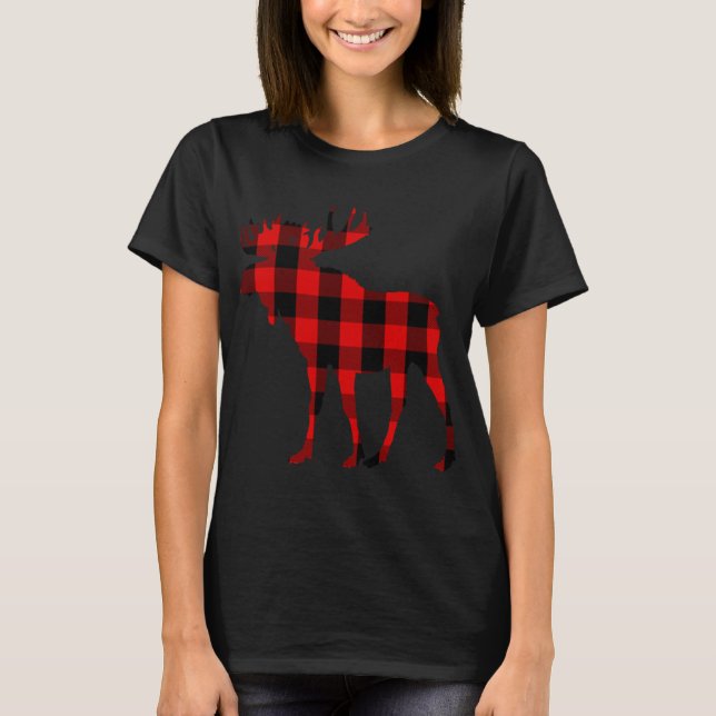 Moose Buffalo Red Plaid T-Shirt (Front)