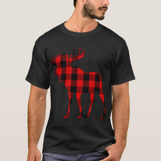 Moose Buffalo Red Plaid T-Shirt