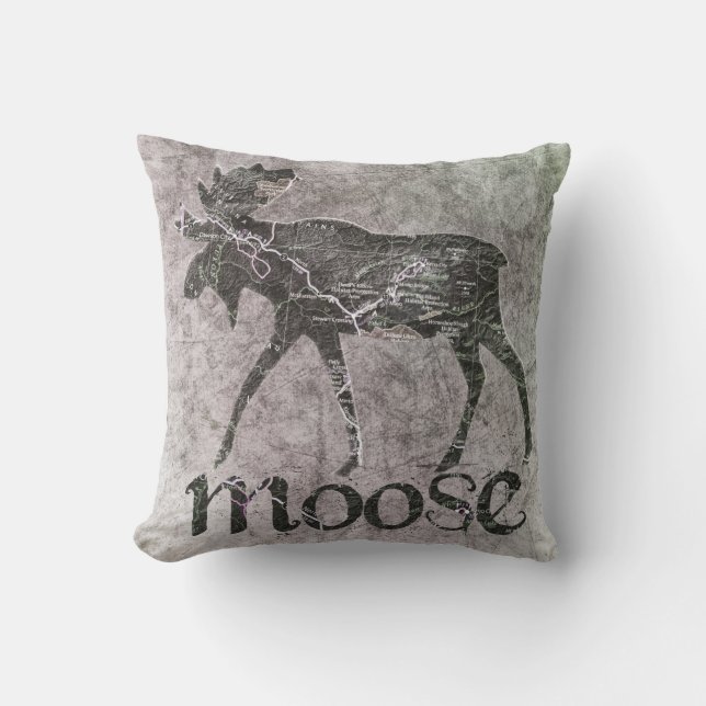 Moose Bull Throw Pillow (Front)