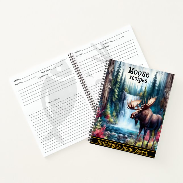 Moose by a peaceful waterfall notebook (Inside)