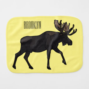 Moose cartoon illustration baby burp cloth