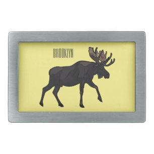 Moose cartoon illustration belt buckle