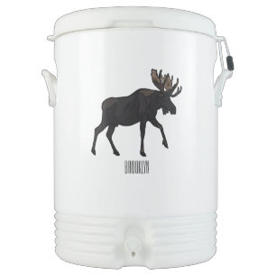 Moose cartoon illustration beverage cooler