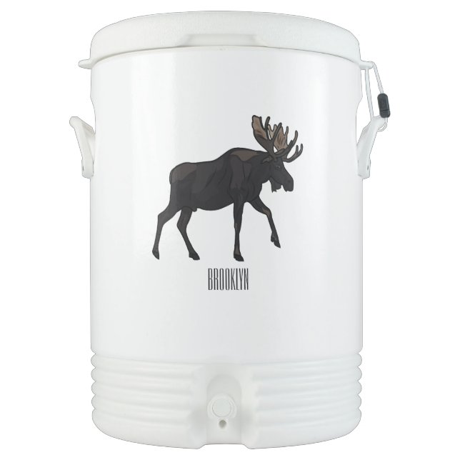 Moose cartoon illustration beverage cooler (Front)