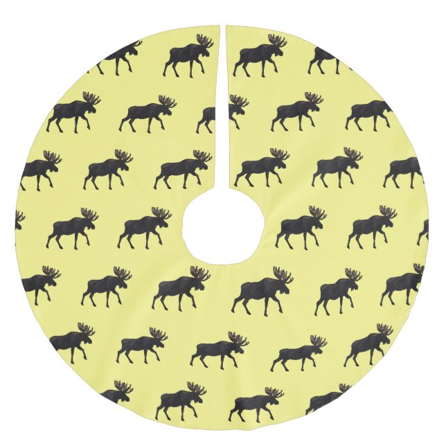 Moose cartoon illustration brushed polyester tree skirt (Front)