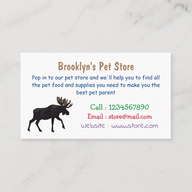 Moose cartoon illustration  business card (Front)