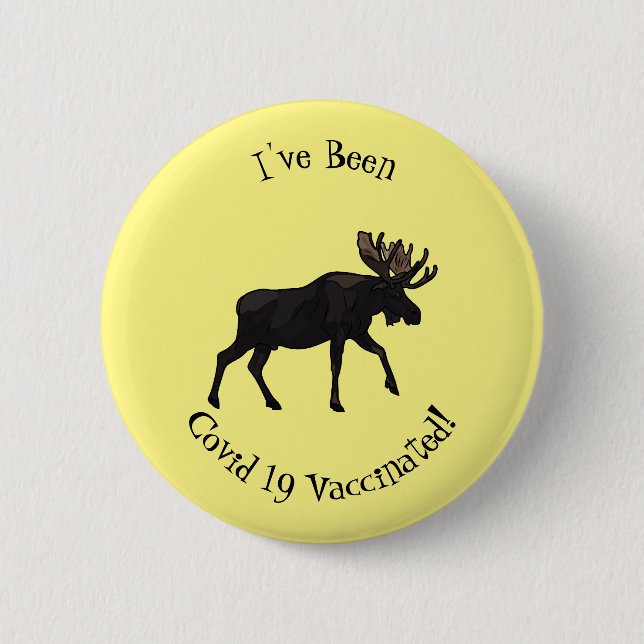 Moose cartoon illustration button (Front)
